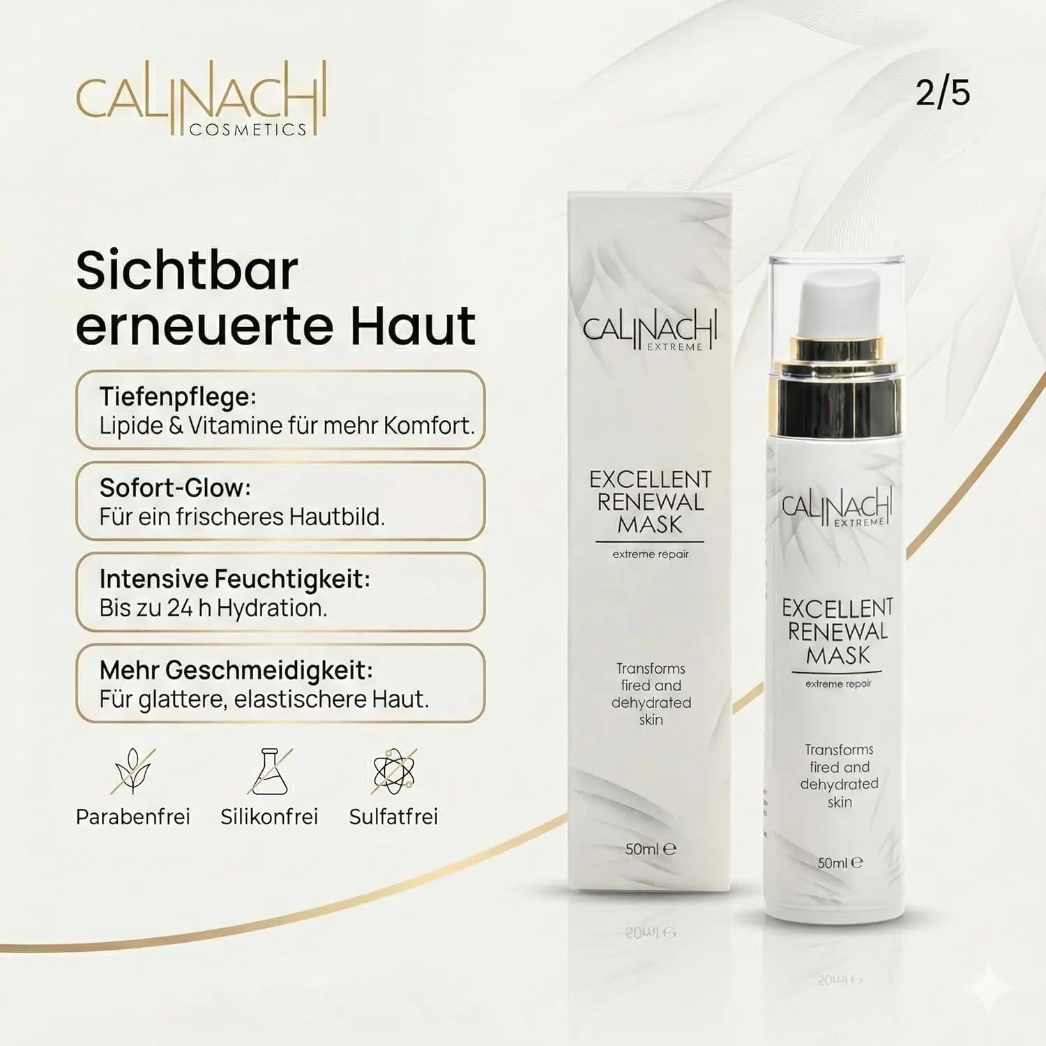 Excellent Renewal Mask for Face, Neck, and Décolletage, 50ml. CALINACHI Cosmetics