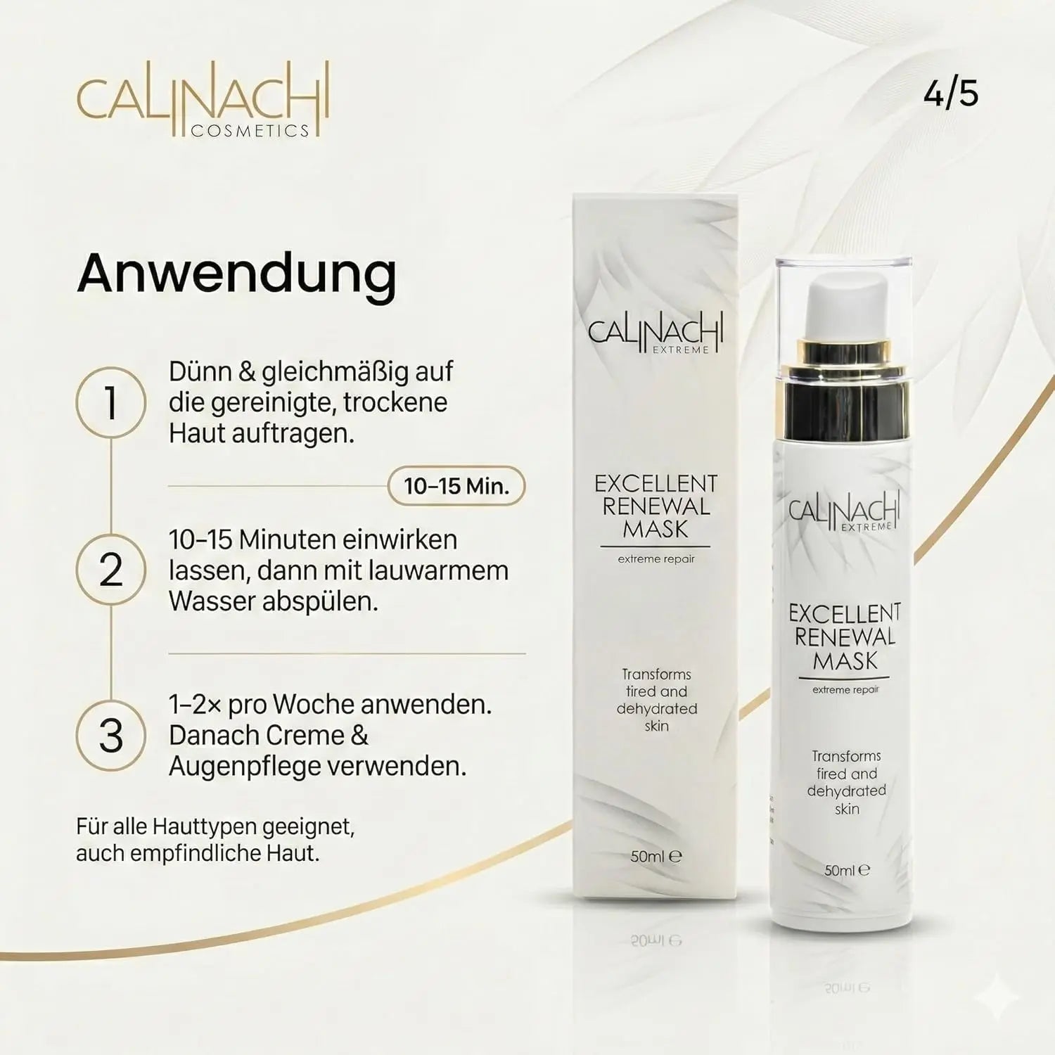 Excellent Renewal Mask for Face, Neck, and Décolletage, 50ml. CALINACHI Cosmetics