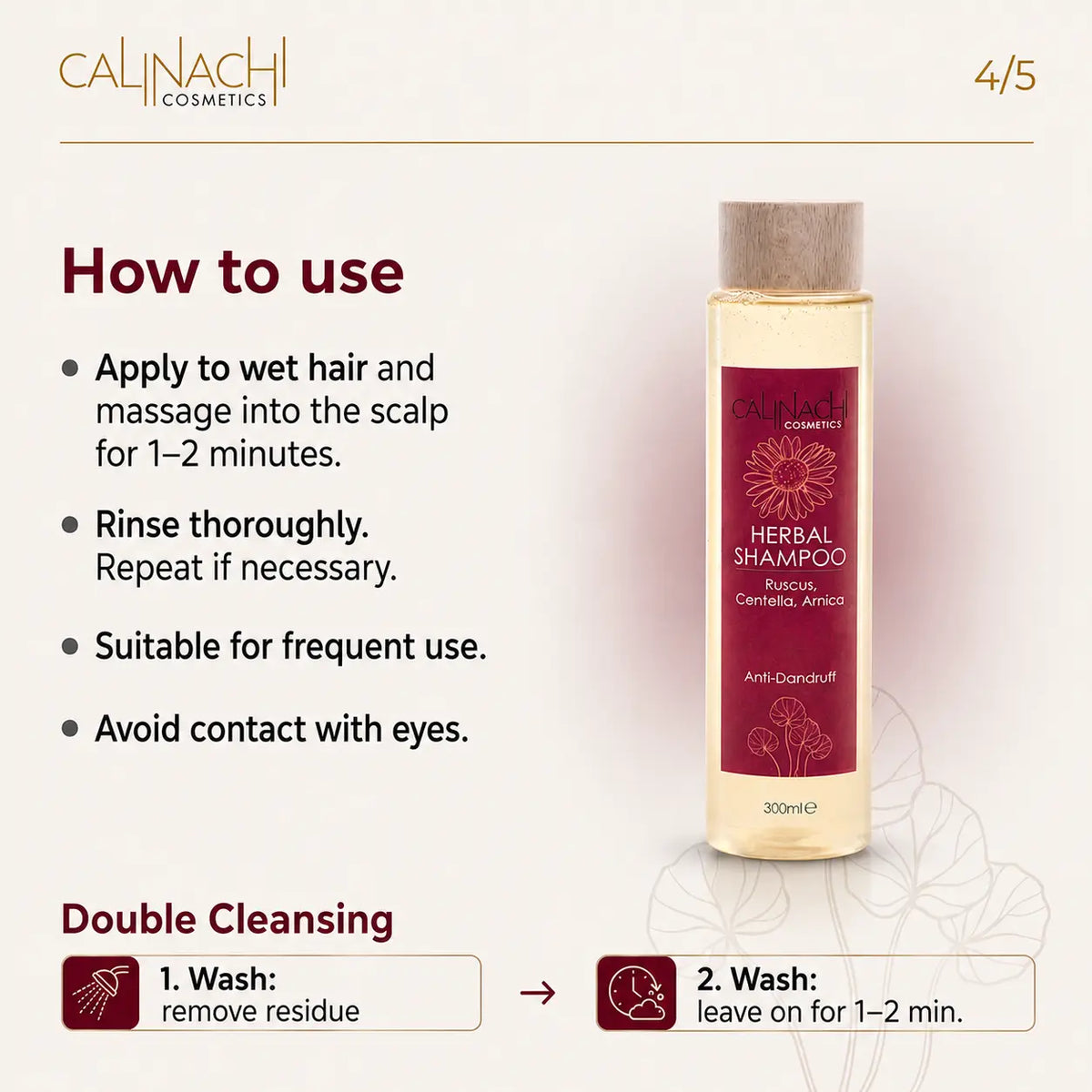 Anti Dandruff Herbal Shampoo, Sulfate Free, 300 ml. haircare CALINACHI Cosmetics