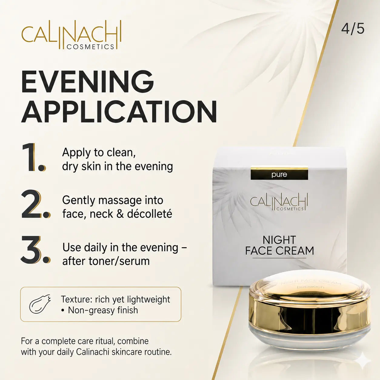 Regenerating Night Cream for Face, Neck, and Décolletage, 50ml skincare CALINACHI Cosmetics