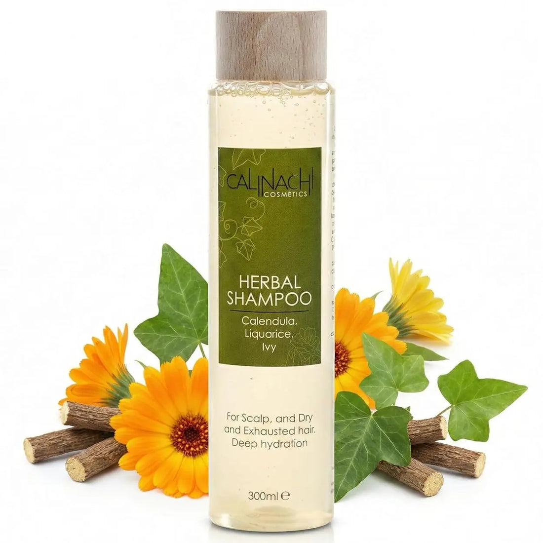 Dry &amp; Exhausted Hair Herbal Shampoo, Sulfate Free, 300ml.  CALINACHI Cosmetics