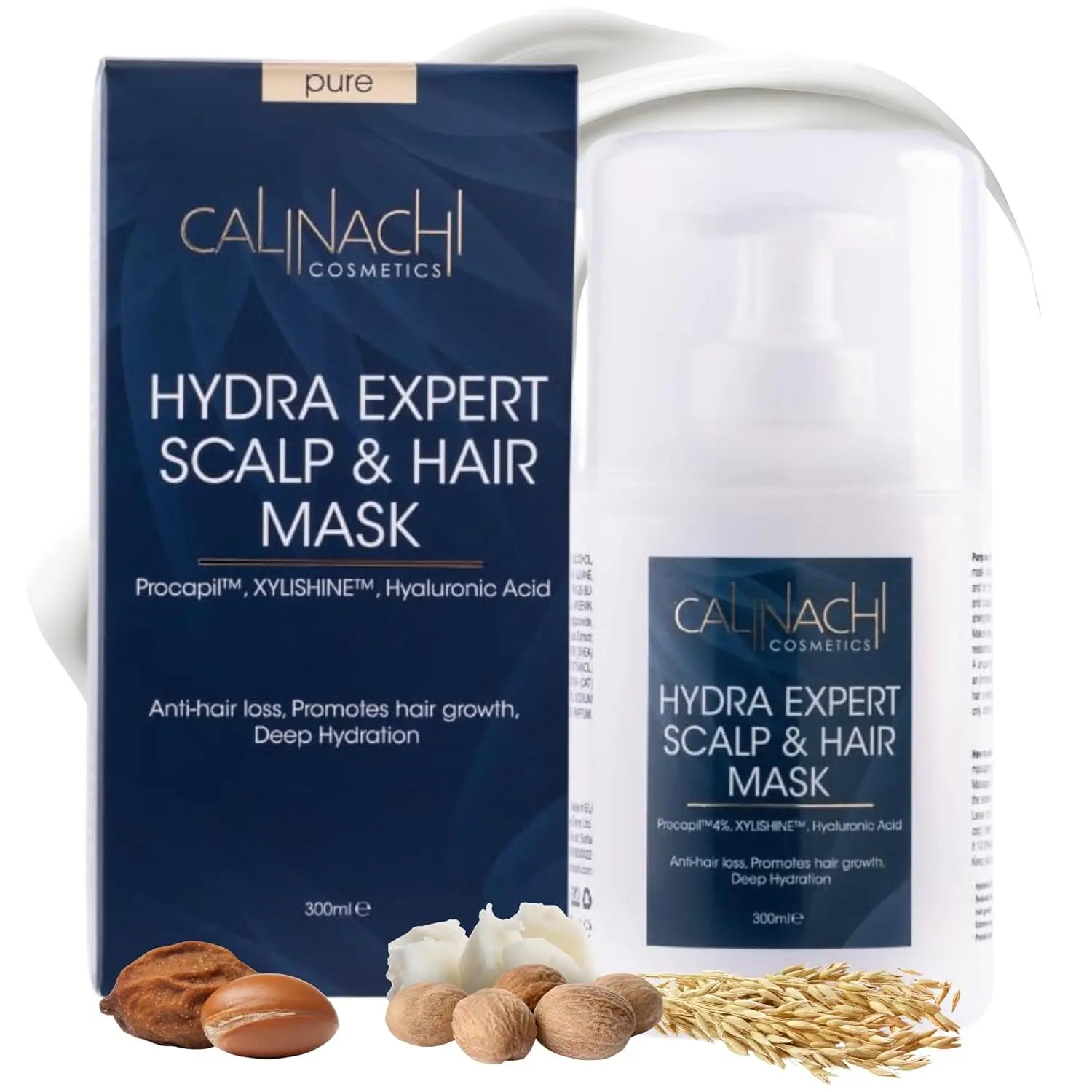 Hydra Expert (All Hair Type) Anti-Hair Loss, Hydrating, Restorative, Mask for Scalp and Hair, 300 ml.  CALINACHI Cosmetics